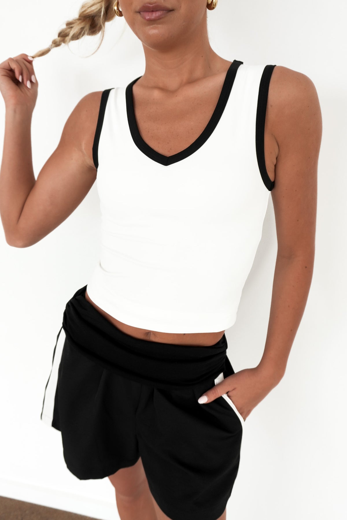 Londyn Contrast Layer Tank White