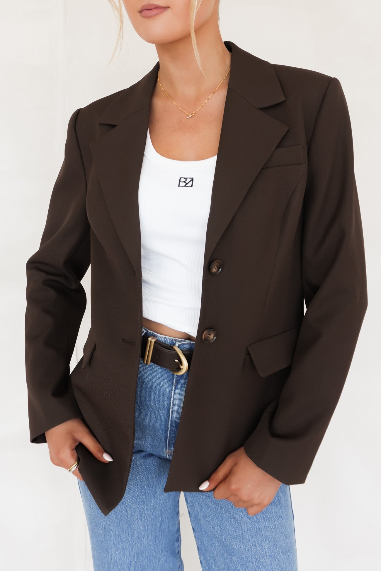 Maddox Tie Blazer Chocolate