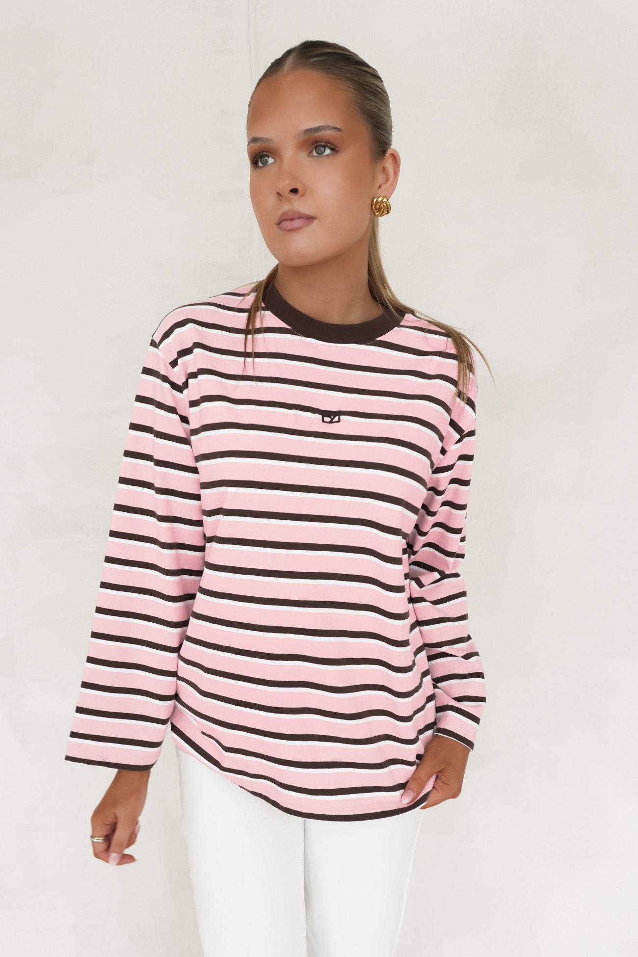 Marlowe Stripe Long Sleeve Top Pink