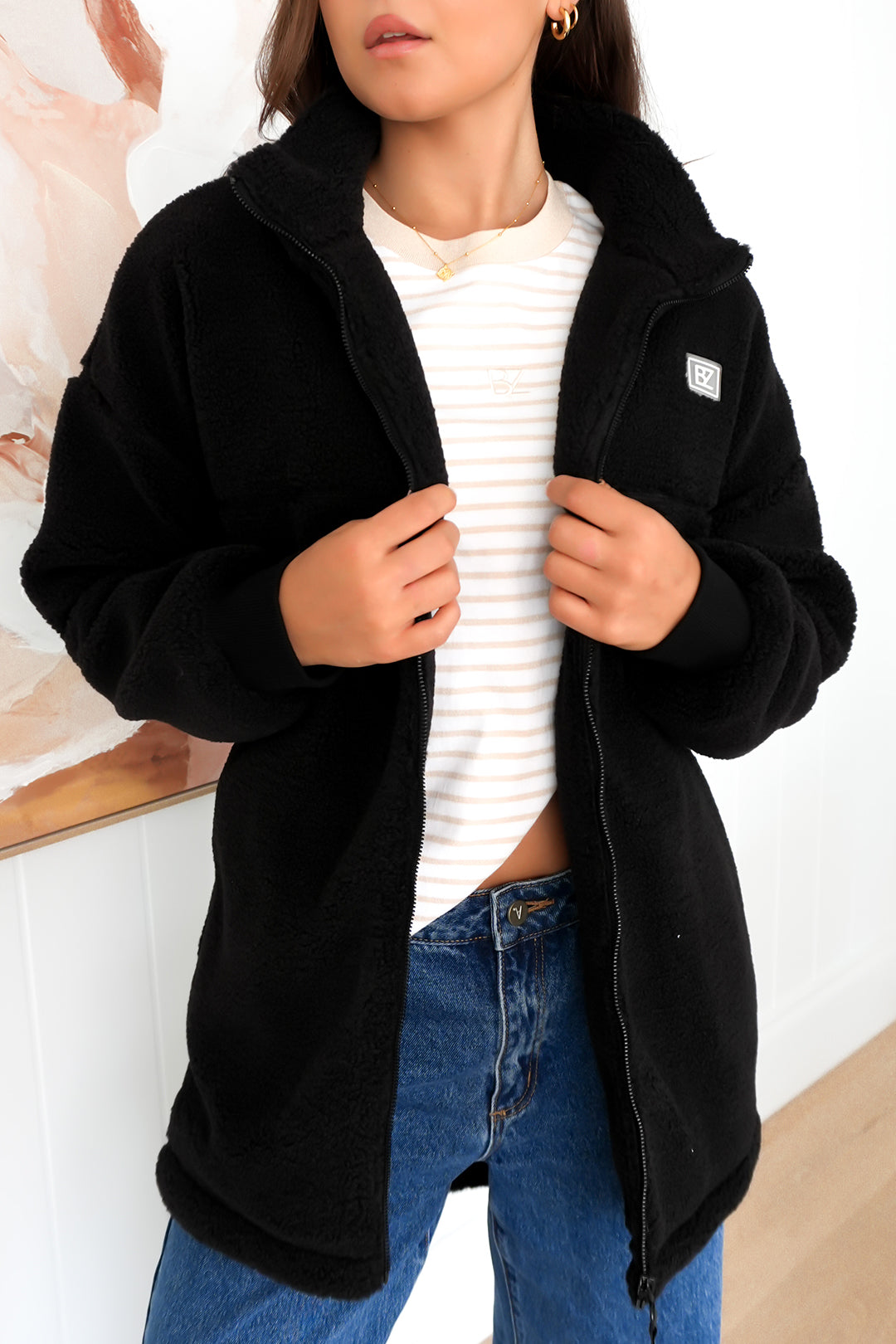 Nate Teddy Jacket Black f2