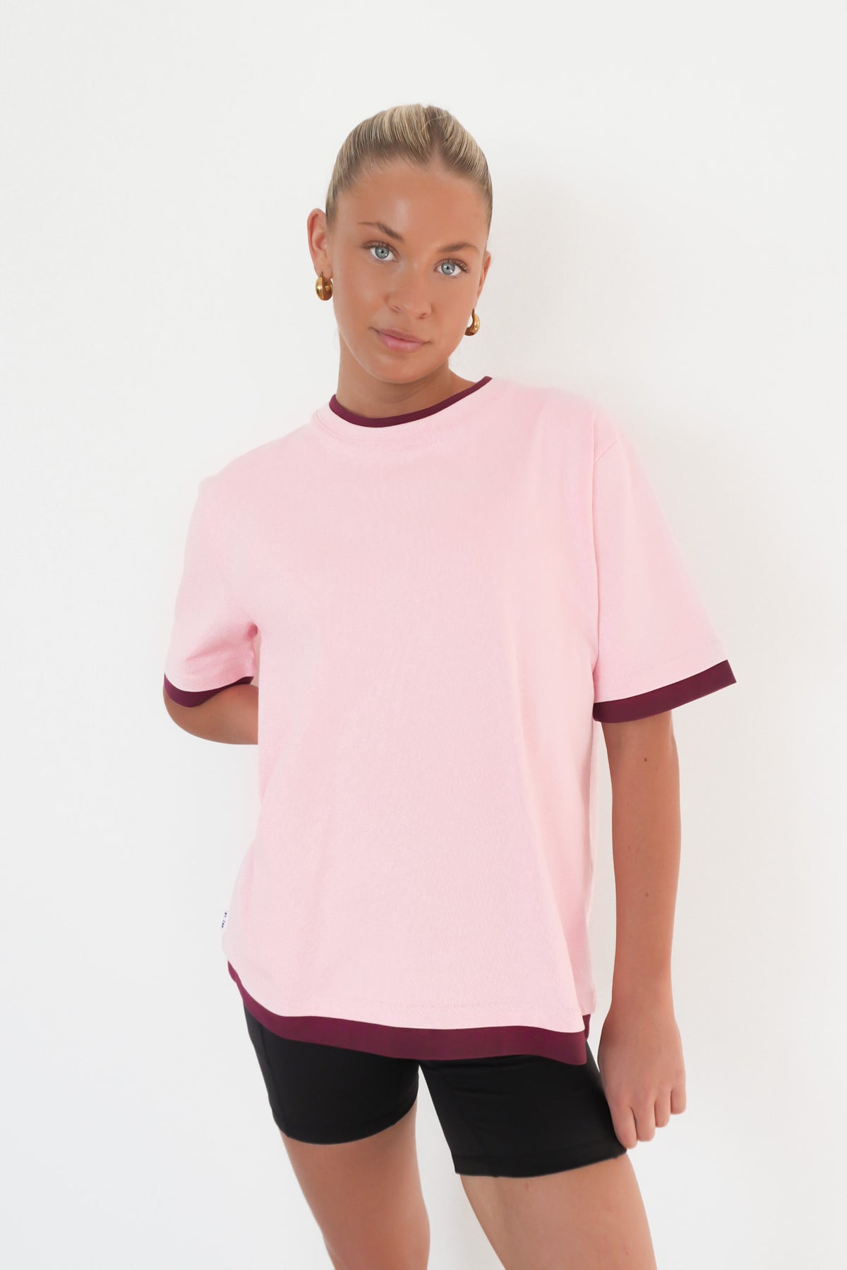 Noah Oversized Contrast Tee Pink Wine