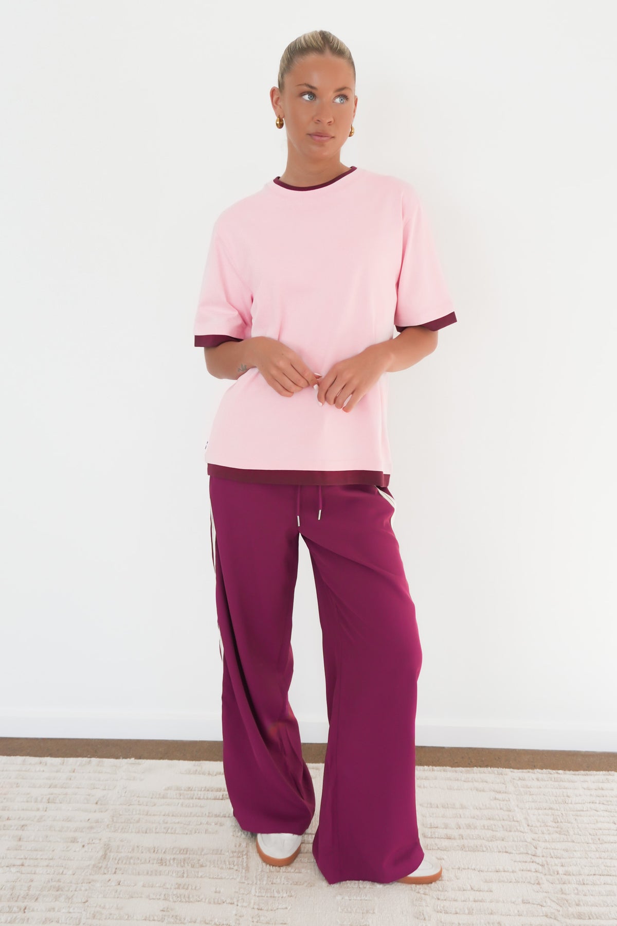 Noah Oversized Contrast Tee Pink Wine