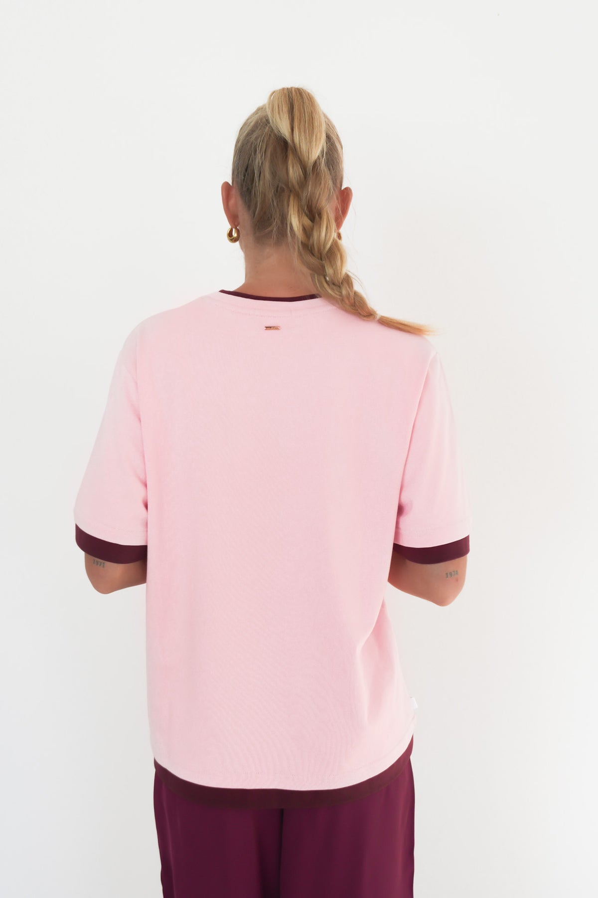 Noah Oversized Contrast Tee Pink Wine