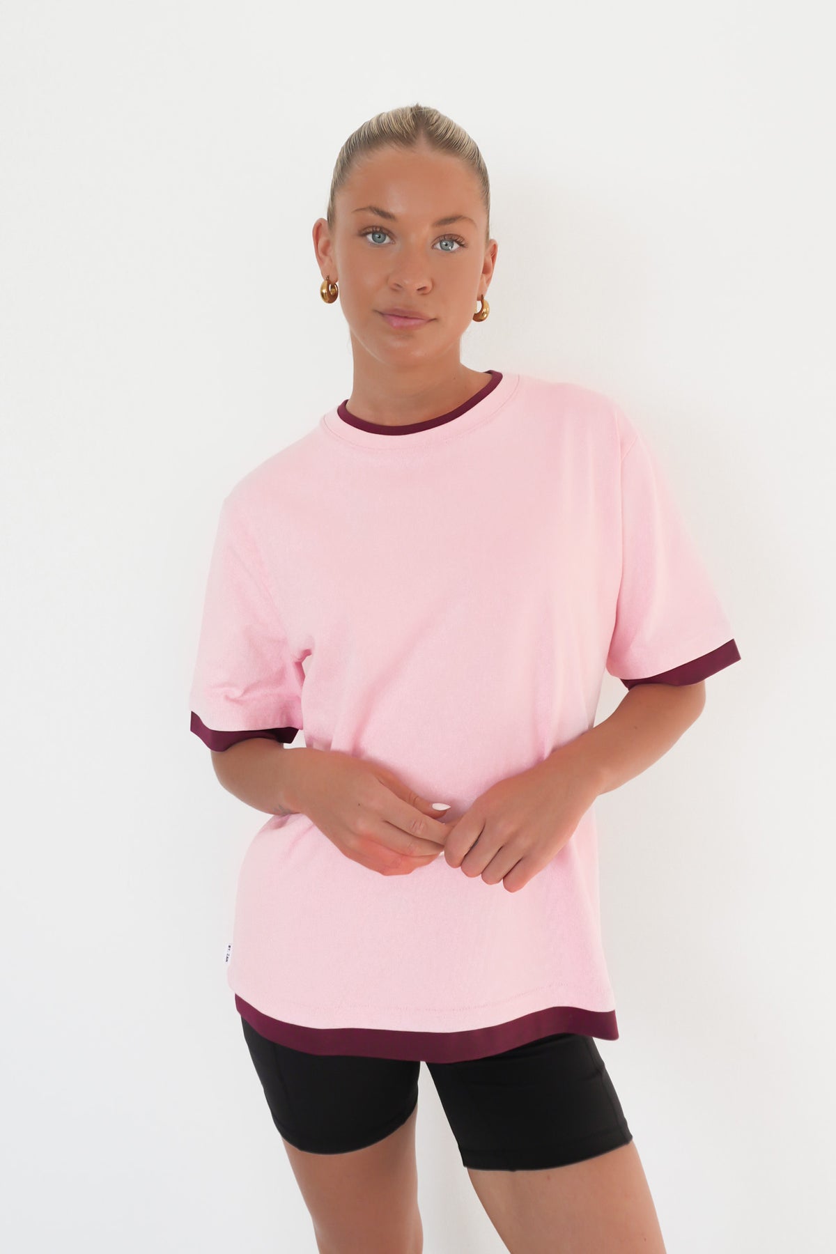Noah Oversized Contrast Tee Pink Wine