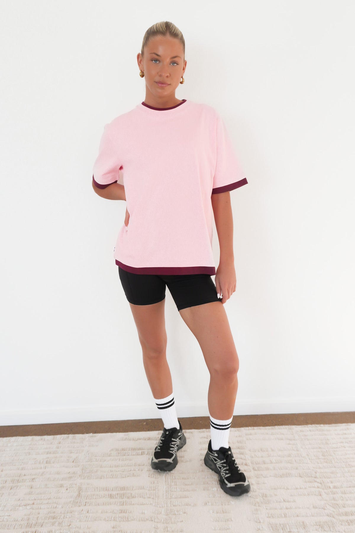Noah Oversized Contrast Tee Pink Wine