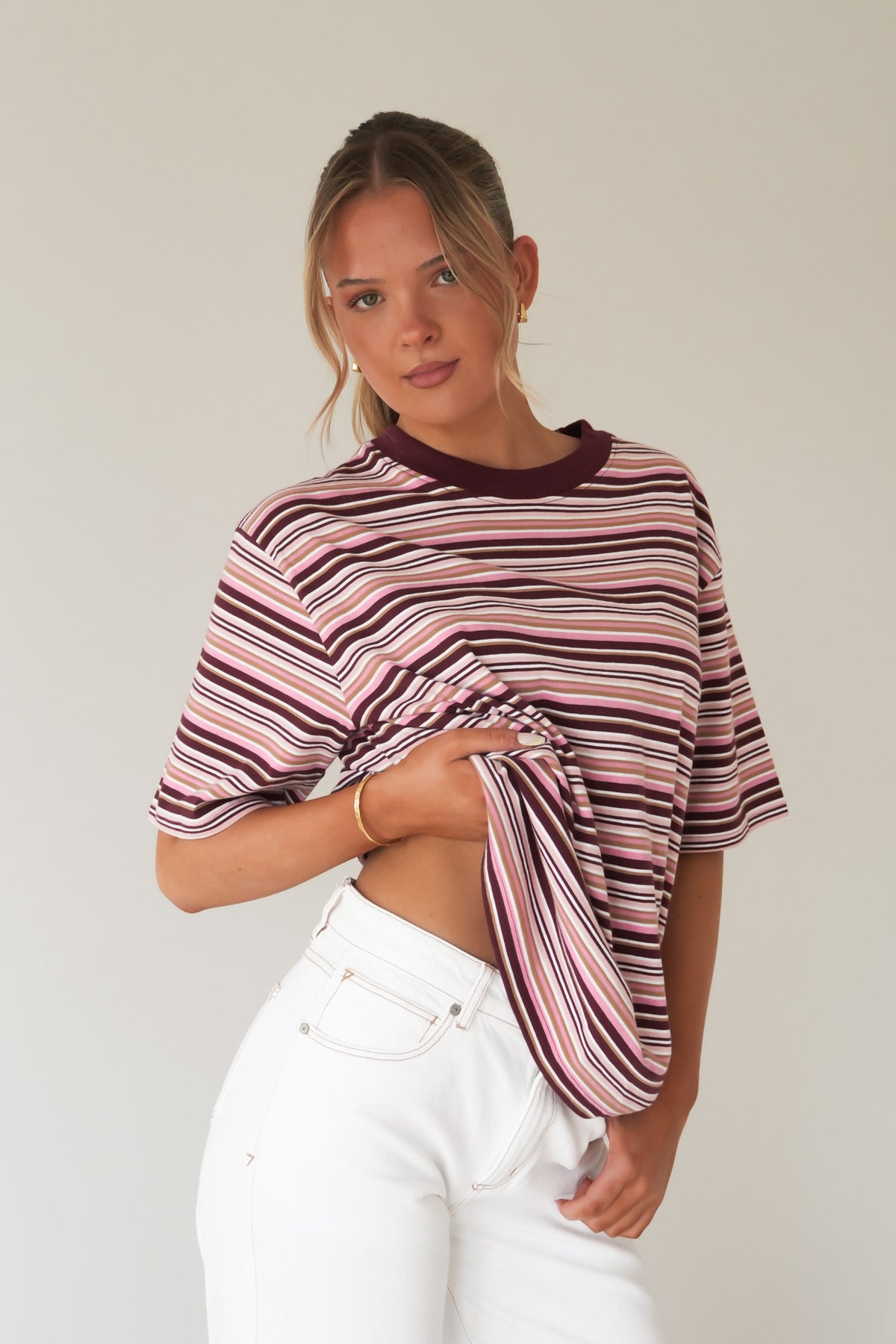 Noah Stripe Tee Cherry Stripe