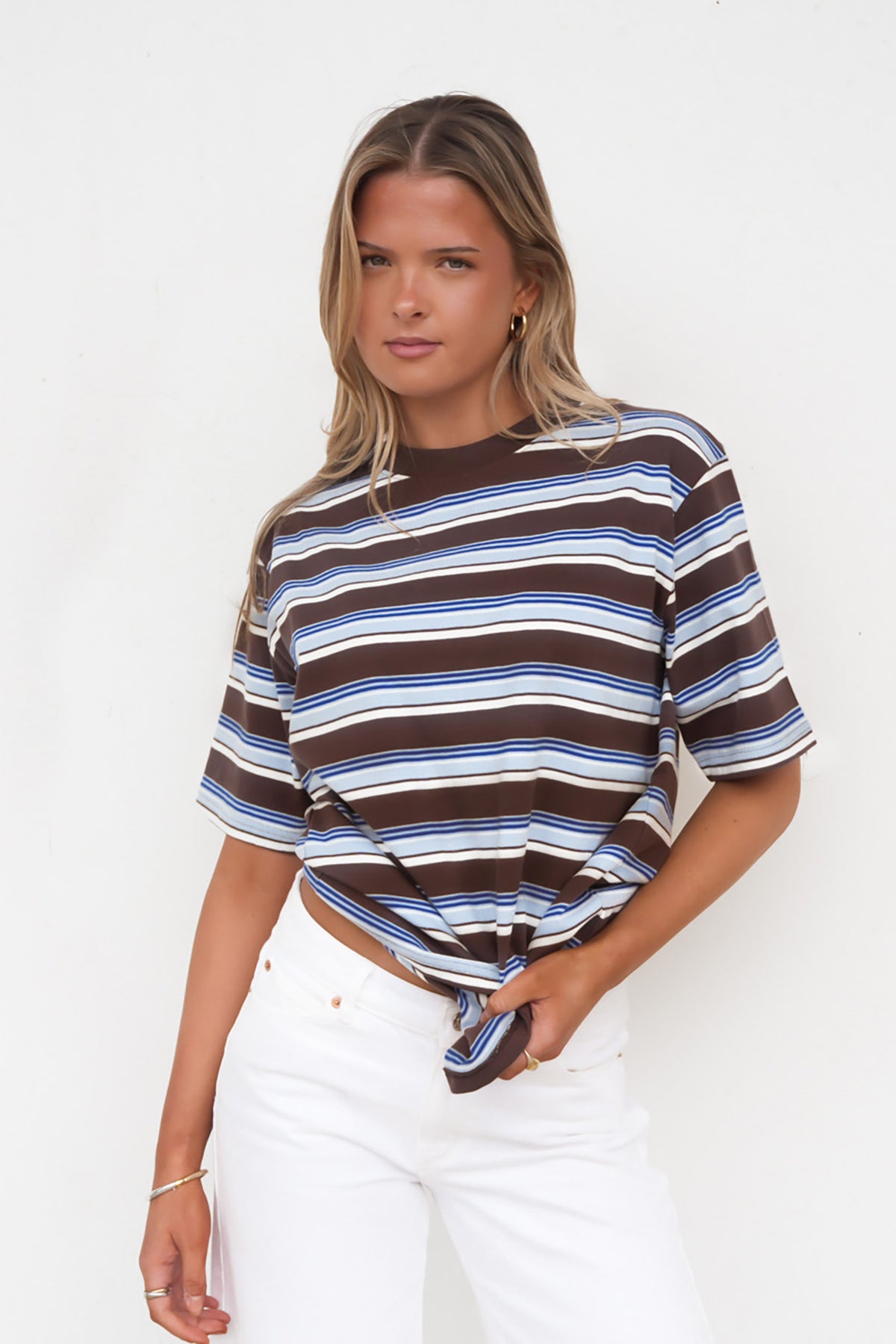 Noah Stripe Tee Cobalt Stripe