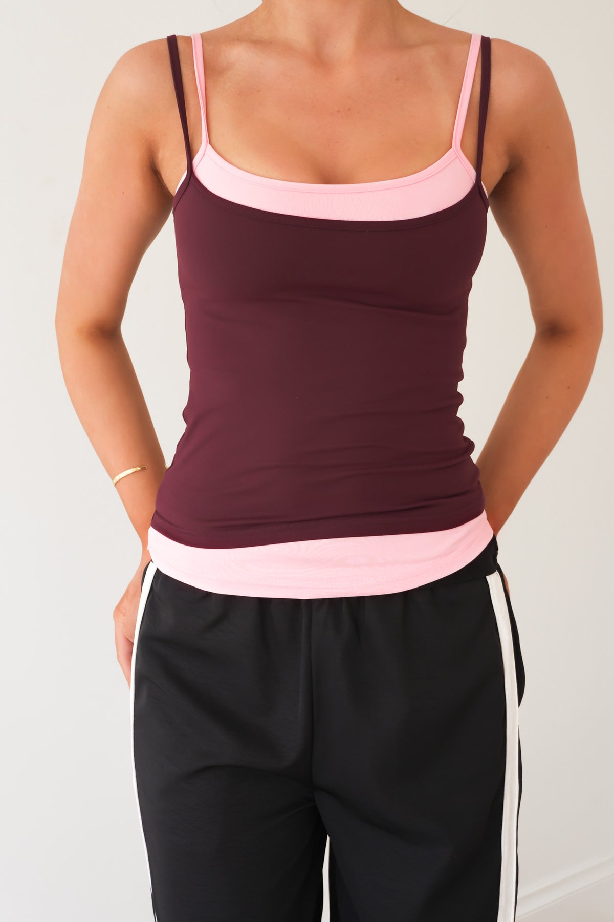 Nyla Contrast Tank Cherry Pink