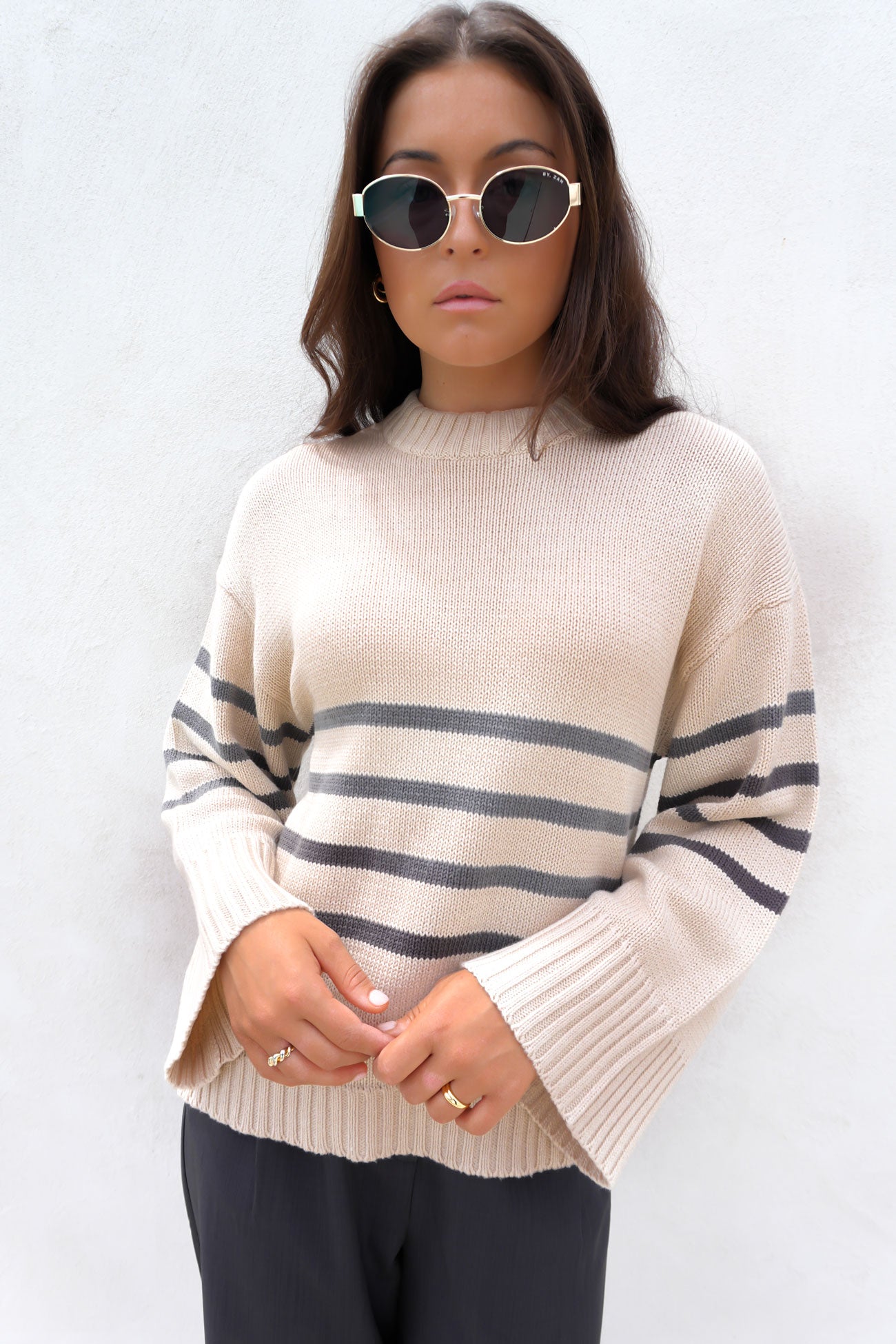 Sawyer Stripe Knit Beige f66