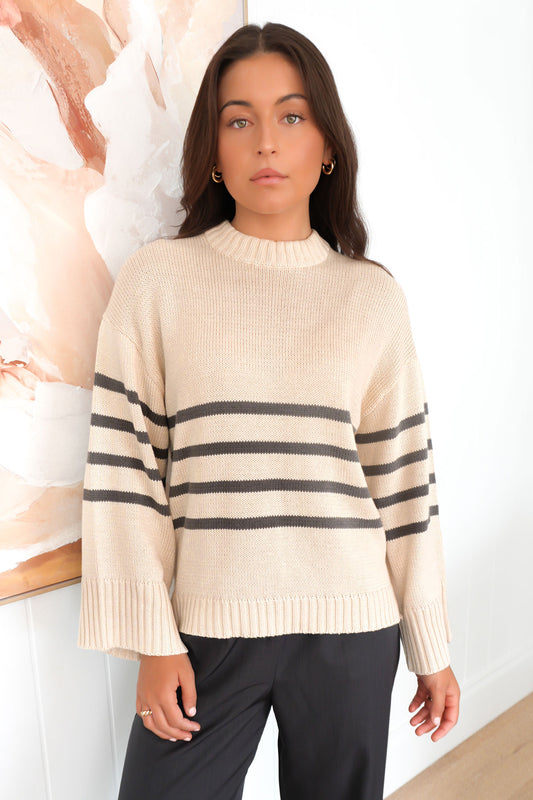 Sawyer Stripe Knit Beige fc