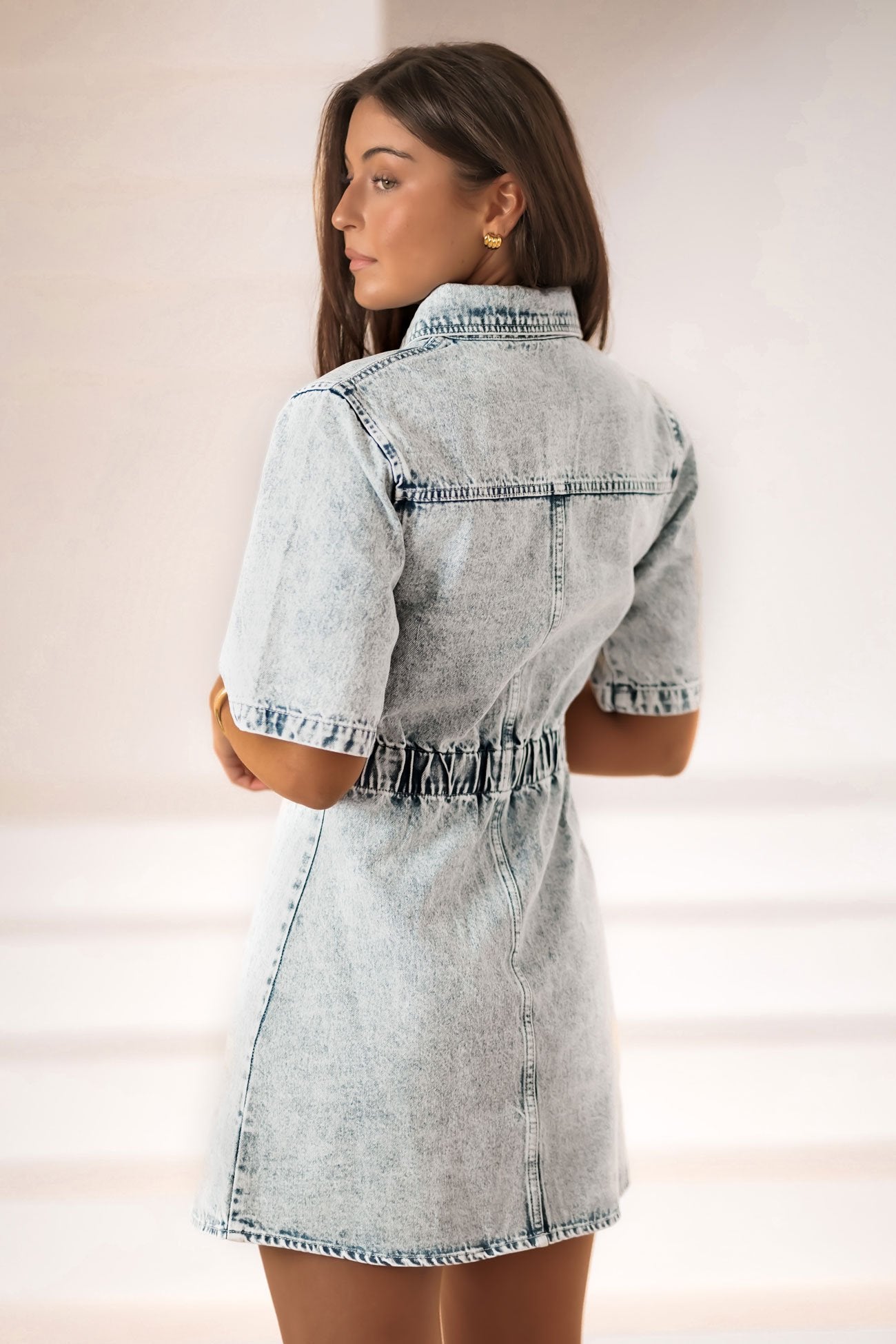 Tatum Denim Mini Dress Sky Blue - BY. ZAH