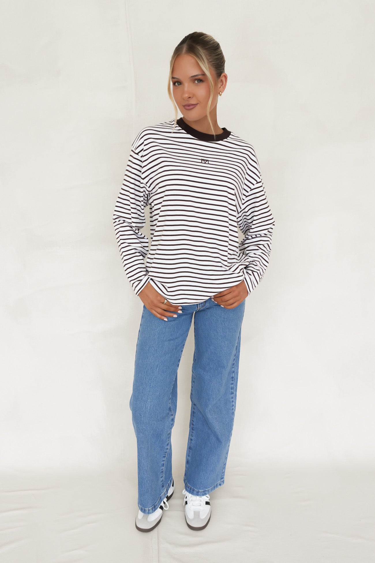 Taylor Stripe Long Sleeve Tee Chocolate