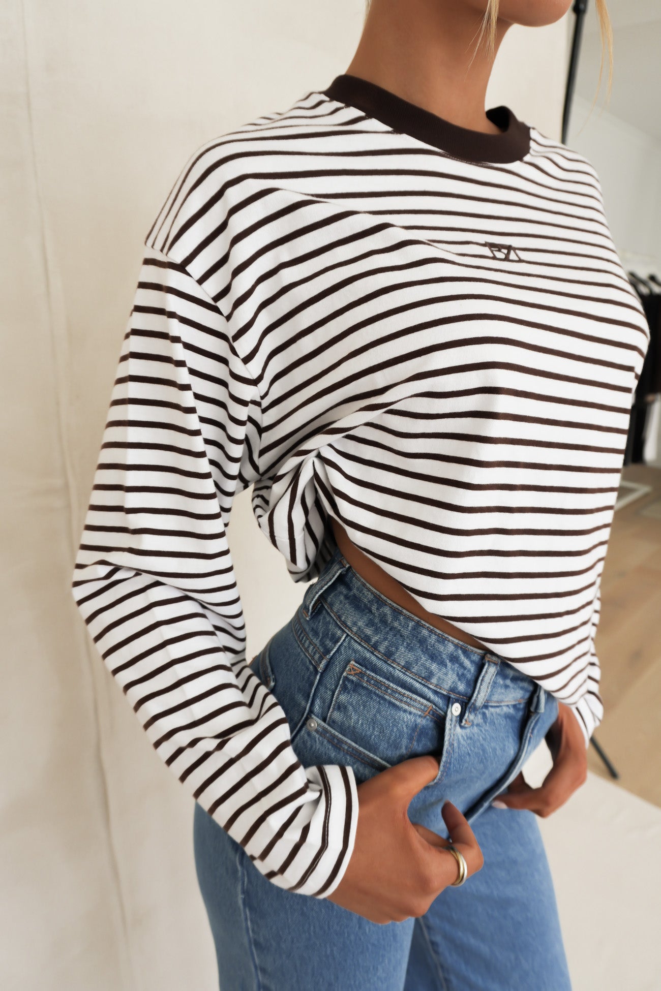 Taylor Stripe Long Sleeve Tee Chocolate