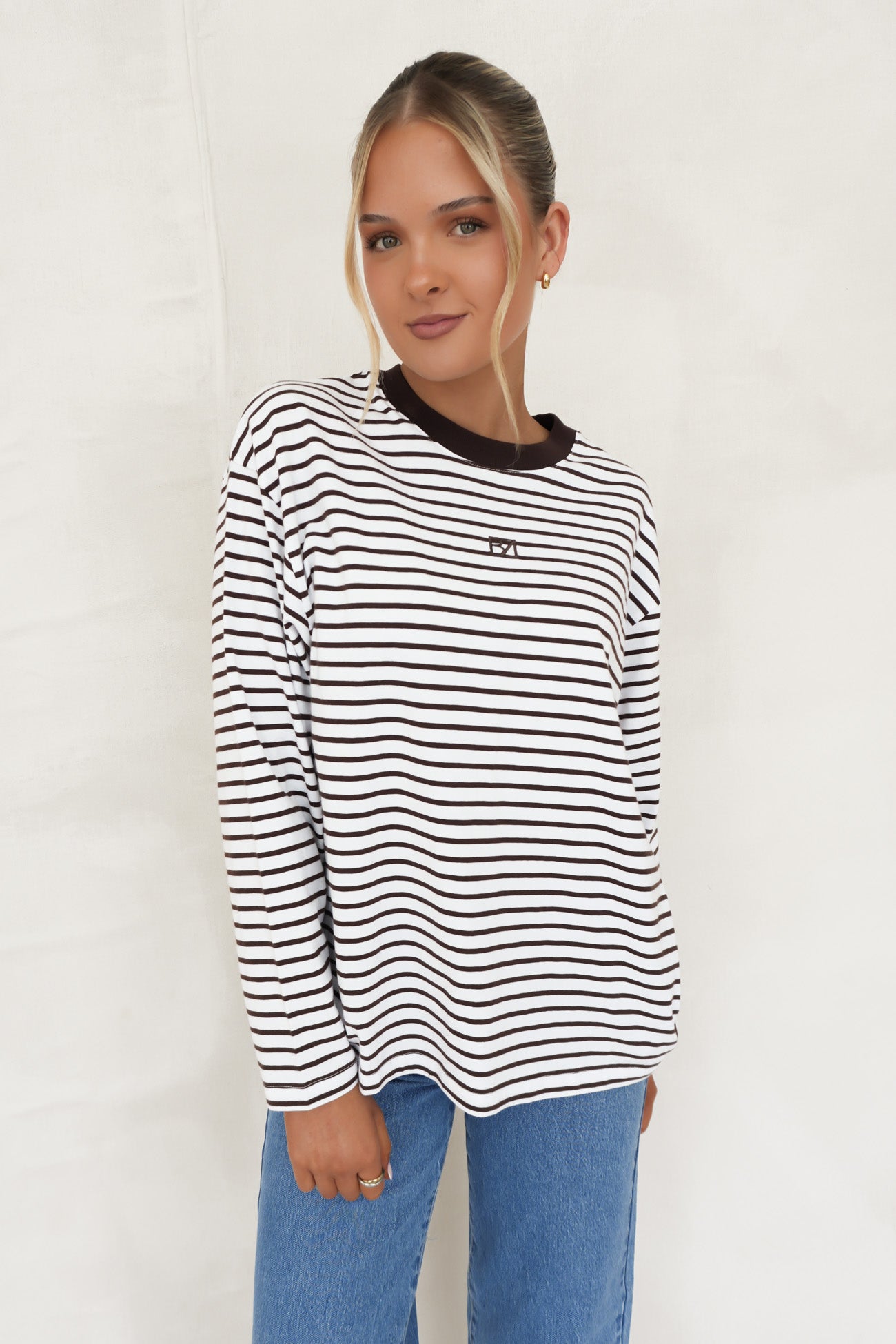 Taylor Stripe Long Sleeve Tee Chocolate