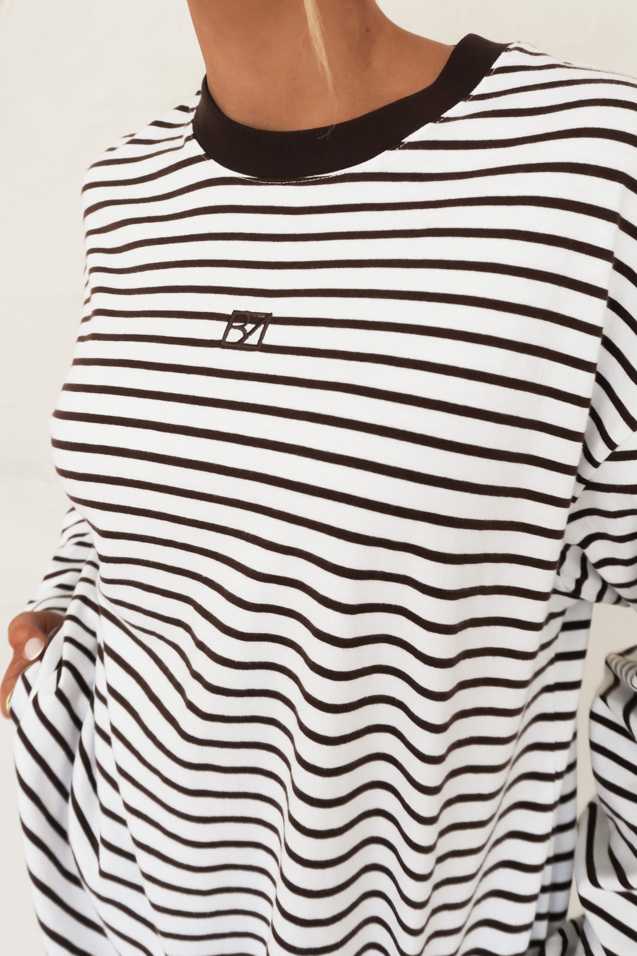 Taylor Stripe Long Sleeve Tee Chocolate