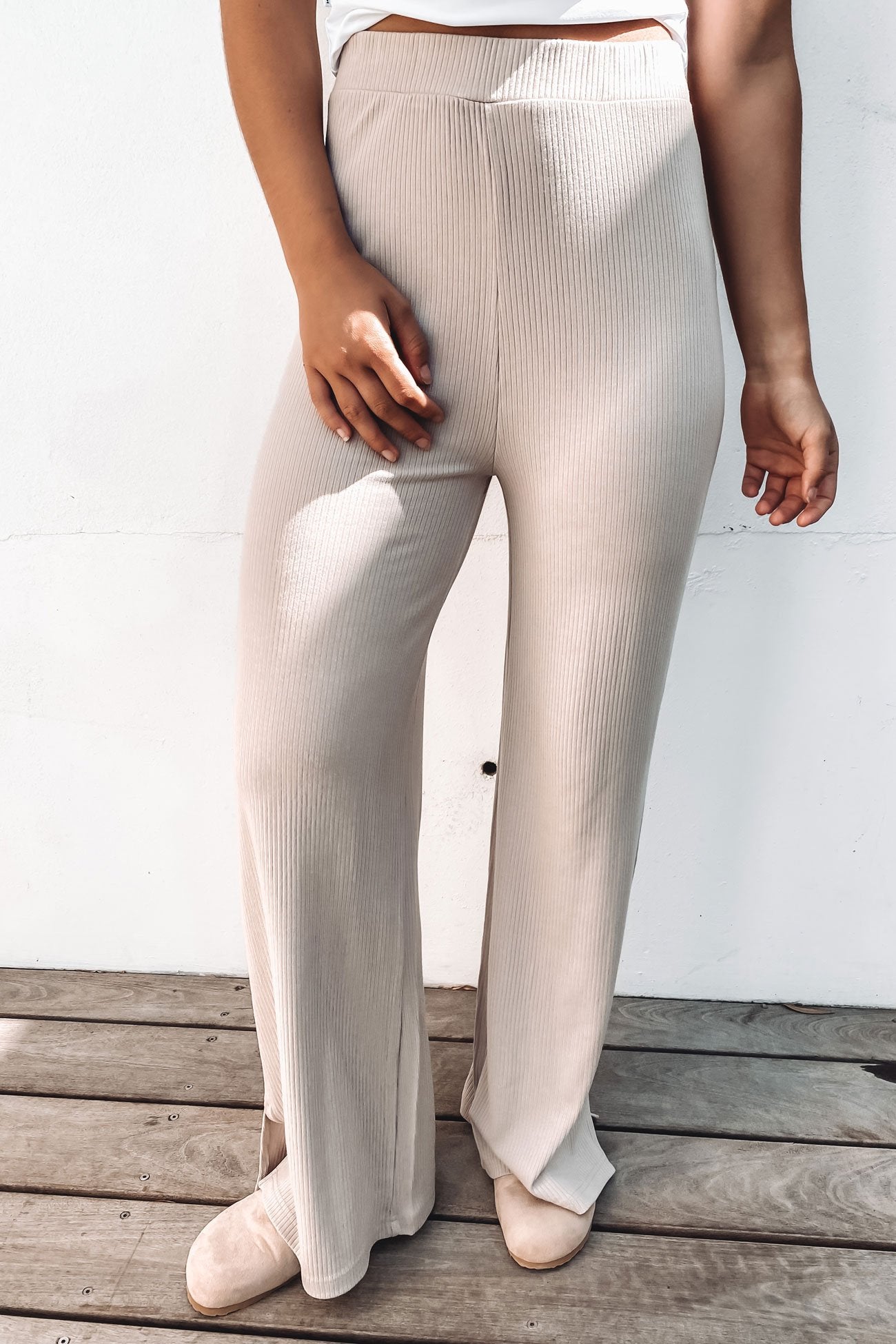 Tylar Lounge Rib Pant Oat Marle - BY. ZAH