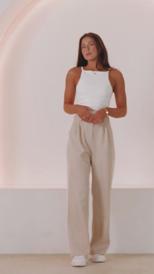 Lucas Stripe Pant Beige
